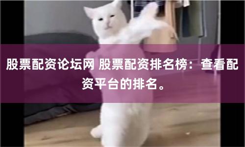 股票配资论坛网 股票配资排名榜：查看配资平台的排名。
